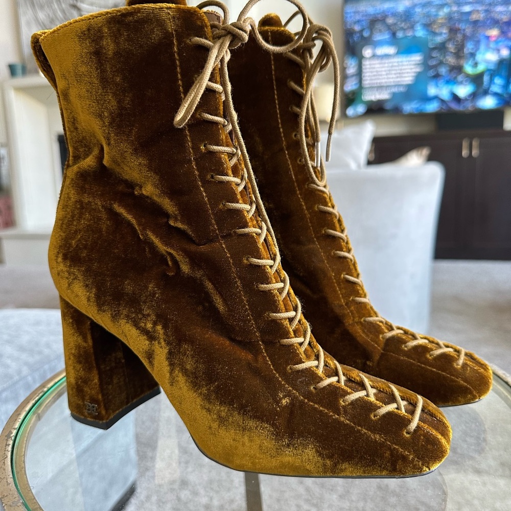 Velvet Lace up Booties